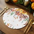 thumbnail image 2 of Autumn Orange Round Braided Placemats Set of 2, Green Eucalyptus Leaves Sunflower Thanksgiving Heat Insulation Place Mats Washable Non-Slip Table Mats for Kitchen Dining Party, 15 Inches, 2 of 9