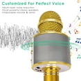 thumbnail image 2 of Fitfirst Wireless Bluetooth Karaoke Microphone for Kids, 5-in-1 Portable Handheld Karaoke Mic Speaker Player Recorder with Adjustable Remix FM Radio for Girls Boys Teens Birthday(Gold), 2 of 7
