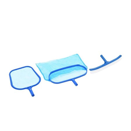 Pool Maintenance Kit 3 Piece - Above Ground Pool Cleaning Tools Set with Leaf Skimmers & Wall Brush - Durable ABS Plastic - For All Pools Except Steel Wall