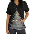 thumbnail image 3 of Feancey Christmas Scrub Tops Women Plus Size Casual Nursing Scrubs Holiday Casual Short Sleeve V Neck Tshirts Trendy Xmas Tree Graphic Tees Multicolor L, 3 of 5