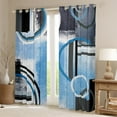 thumbnail image 2 of Navy Blue Black Grey Blackout Curtains,Ombre Geometric Curtains,Oil Painting Window Curtains Drapes,Grunge Geometry Circles Swirls Darkening Curtains,Modern Abstract Artwork Window Treatments 42"X63", 2 of 5