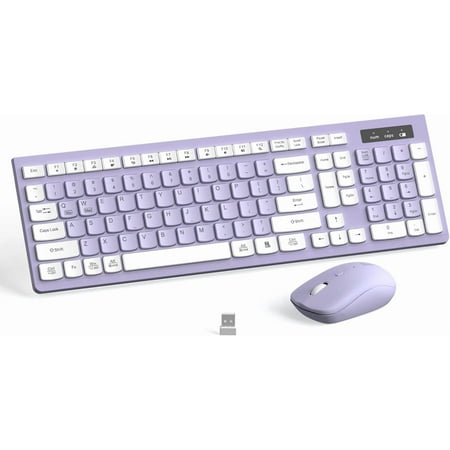 Wireless Keyboard and Mouse Combo Full-Sized Keyboard and Adjustable DPI Mouse Wireless Keyboard and Mouse (Latte Color-B)
