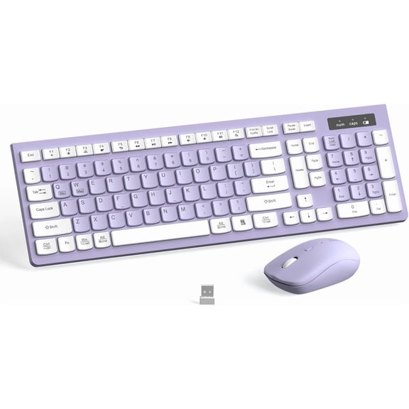 Wireless Keyboard and Mouse Combo, Full-Sized Keyboard and Adjustable DPI Mouse, Wireless Keyboard and Mouse (Latte Color-B)