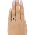 thumbnail image 3 of Divine Creation 14K White Gold Plated 2.10 Ct Oval Cut Purple Amethyst Wedding Engagement Halo Bridal Ring Set 925 Sterling Silver For Women's -7.5, 3 of 3
