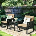 thumbnail image 4 of Gymax 3PCS Rattan Outdoor Bistro Set Patio Conversation Furniture Set w/ Cushions, 4 of 10