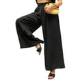 thumbnail image 3 of Qiylii Cotton Linen Pants for Women Loose Fit Wide Leg Palazzo Pants High Waisted Plus Size Flare Pants with Pockets, 3 of 4