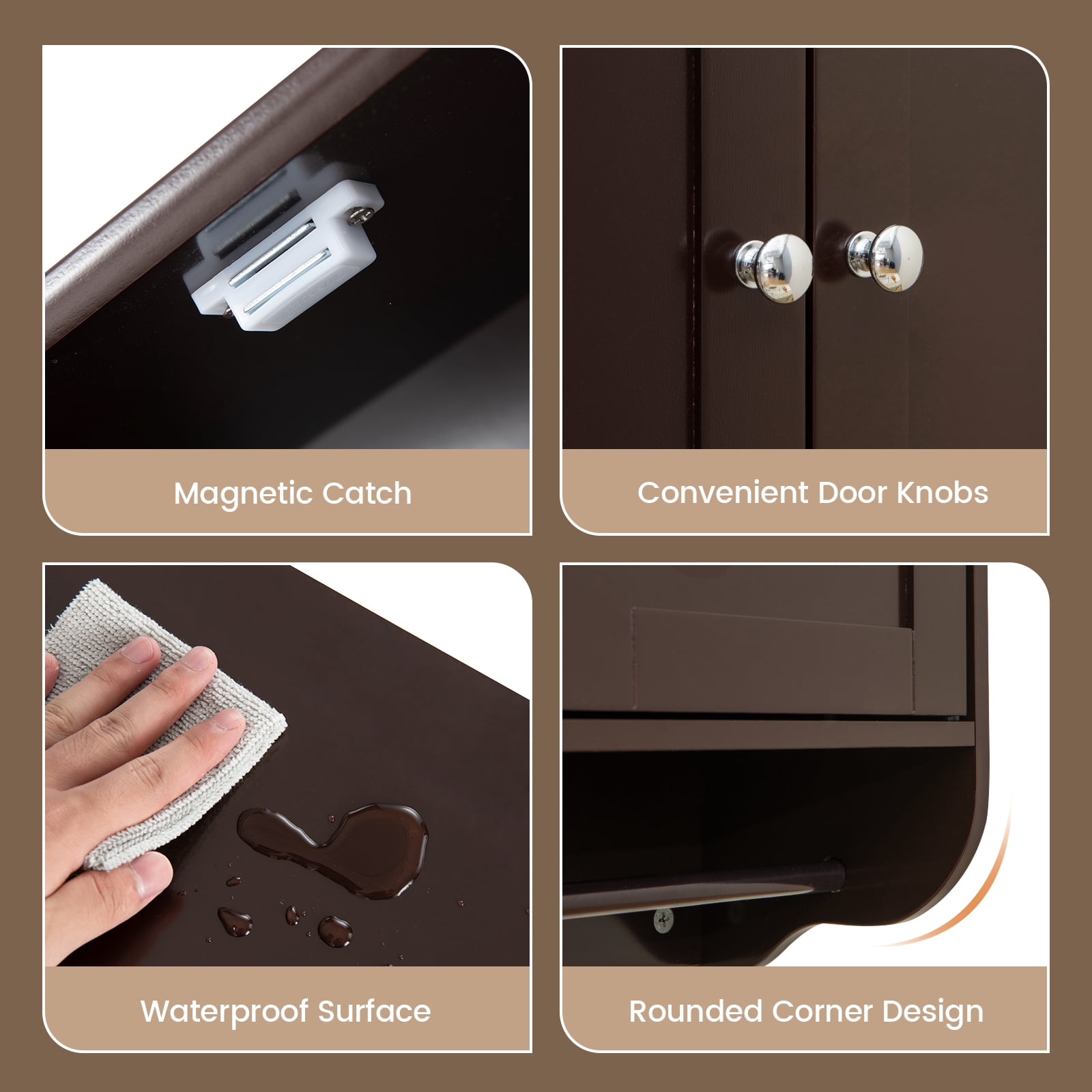 Giantex  Bathroom Cabinet Wall Mounted, Over The Toilet Storage Cabinet, Medicine Cabinet w/Towel Bar, Brown