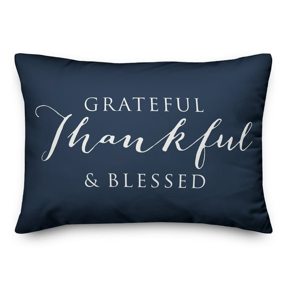 Creative Products Grateful Thankful Blessed Navy 14x20 Indoor / Outdoor Pillow