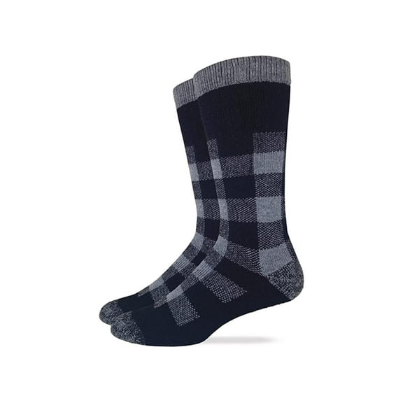 Carolina Ultimate Buffalo Plaid Full Cushion Merino Wool Blend Socks, Grey, (L) Shoe Size 9-13, 1 Pair