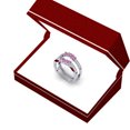 thumbnail image 4 of 0.80 Carat (ctw) 10K White Gold Round Cut Pink Sapphire & White Diamond Ladies Anniversary Wedding Band 3 Stone Enhancer, 4 of 4