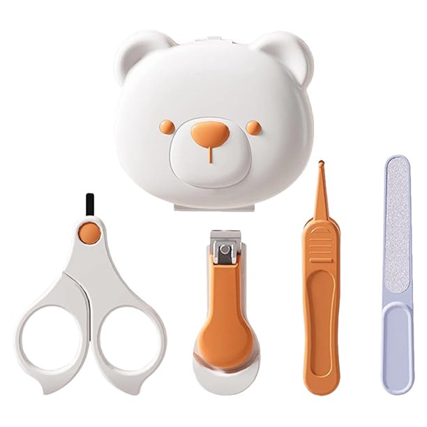 4 cortaúñas para bebés: kit de manicura para bebés con cortaúñas, tijeras, lima y pinzas para bebés, niños pequeños y niños pequeños. Artículos esenciales de aseo portátiles para recién nacidos.