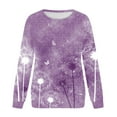 thumbnail image 4 of IROINNID Women's Long Sleeve Sweatshirt Round Neck Mid-Length Print Comfy Warm Sweatshirt, Purple, 4 of 5