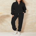 thumbnail image 3 of Ladies‘ Solid Color Long Sleeve Quarter Zip Pullover Pants Tracksuits, 3 of 9