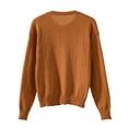 thumbnail image 4 of Women's Fall Winter Fashion Casual Solid Color Round Neck Long Sleeve Knitted Button Sweater Loose T-shirt Top, 4 of 5