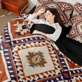 thumbnail image 4 of jejeloiu Southwestern Aztec Geometric 7-Piece Bedding Comforter Set,Rustic Western Boho King Bedding Sets,Orange Beige Triangle Rhombus Bed Sheets For Teens,Ultra Soft Home Decor Reversible, 4 of 8