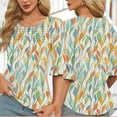 thumbnail image 2 of Women's Fall Tunic Tops Womens Shirts Trendy Vneck 3/4 Length Sleeve Tops for Women Blouses Reorder Items Trending Gifts, 2 of 6