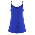 thumbnail image 7 of Wycnly Tank Tops for Women Casual Button Down Loose Fit Spaghetti Strap Tops Camisole Tank Summer Solid V-Neck Sleeveless Shirts Fashion Blouses Blue XL, 7 of 7