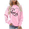 thumbnail image 4 of WEAIXIMIUNG Chandails en Molleton Courts pour Femmes Grande Taille Quotidien Maison Extérieur Entraînement Solide Manches Longues Col Rond T-Shirt Haut Chandail en Molleton Imprimé, 4 of 7