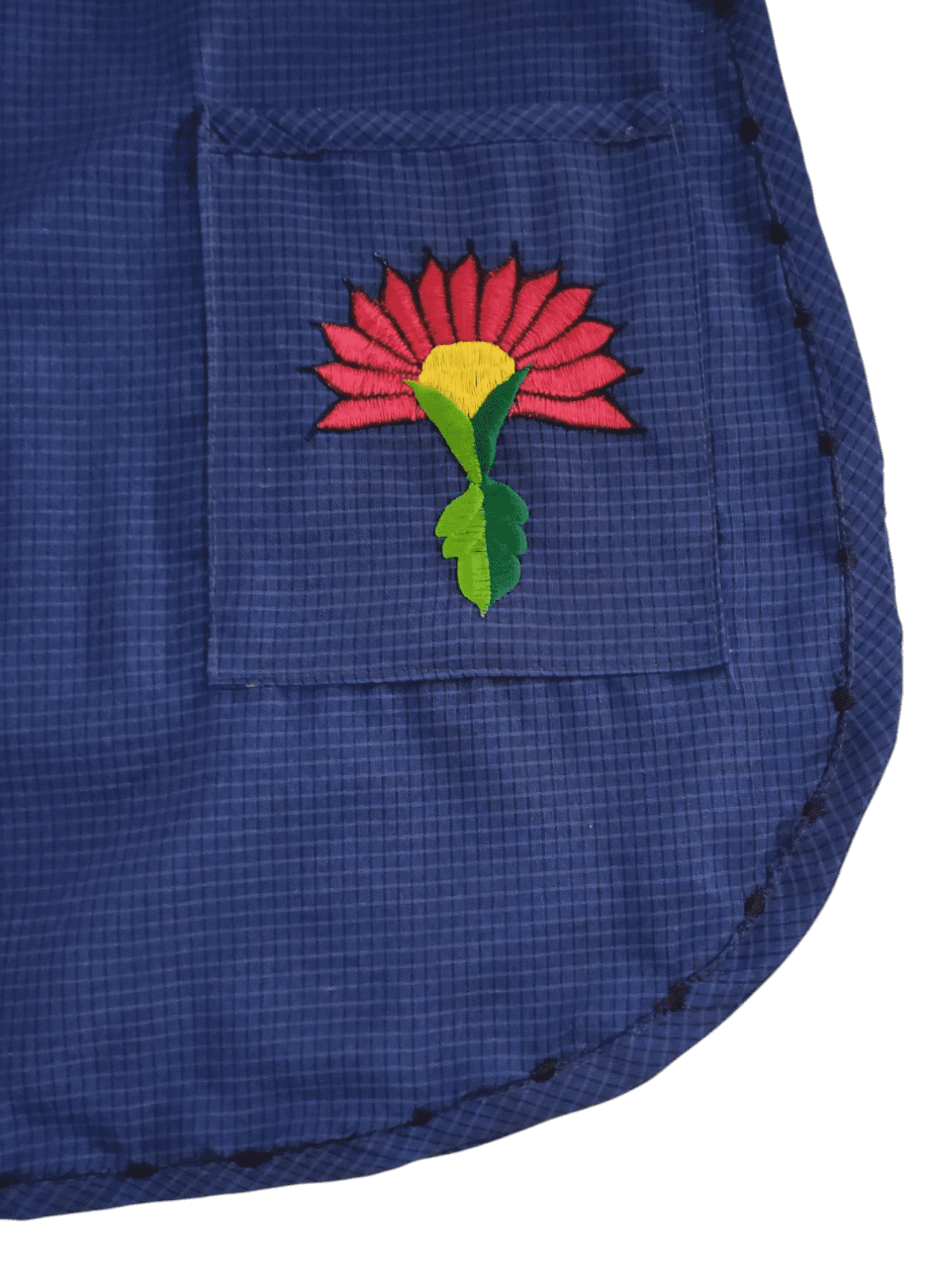 Authentic Traditional Mexican Apron for Women with Pockets and Beautiful Flower Embroidery - Mandiles para Mujer Mexicanos Mandil escapulario mandil Artesanal cobbler apron smocks - Blue