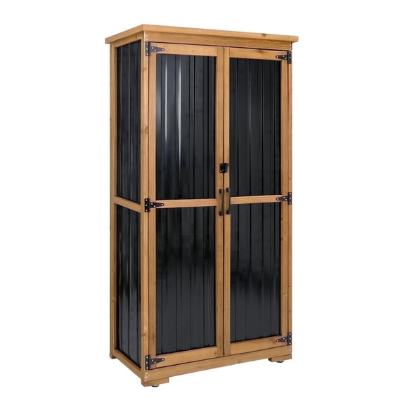 Outdoor Storage Cabinet Waterproof with Shelves, Small Storage Shed, Vertical Tall Patio Backyard Garden Storage Cabinet Tool Organizer for Outside