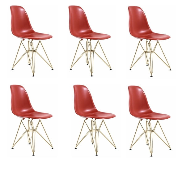 Eiffel Dining Chair with Gold Base - Red