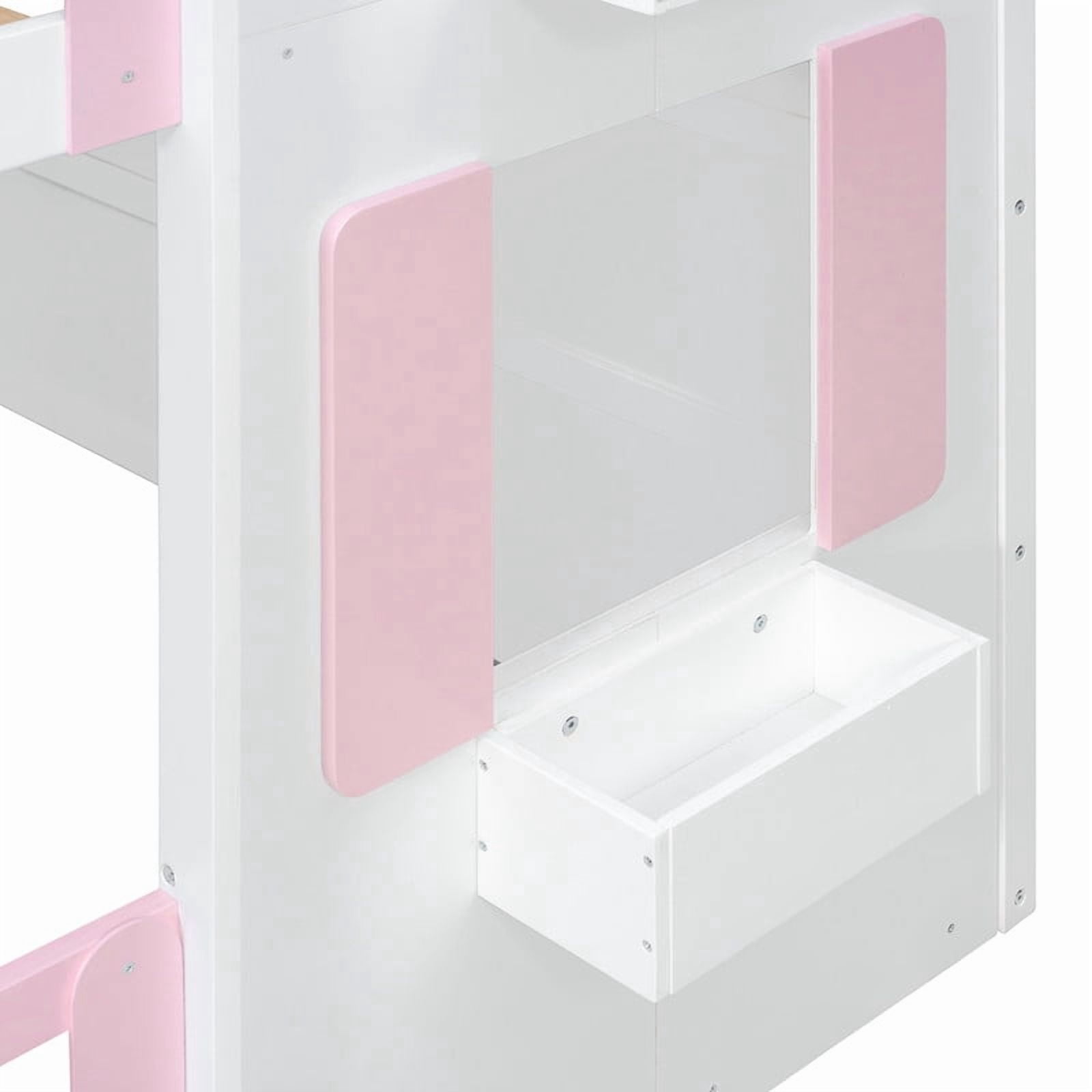Full over Full House-Shaped Bunk Bed with Roof and Window, Kids/Teens Playful Designed Bed Frame with Fence and LED Light