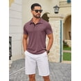 thumbnail image 5 of COOFANDY Men's Zipper Polo Shirt Casual Knit Short Sleeve Polo T Shirt Classic Fit Shirts, 5 of 6