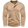 thumbnail image 5 of Timoontee Men's Henley Shirts Slim Fit Long Sleeve Vintage Pullover Shirts Breathable Workout Solid Color Button Shirts Khaki S, 5 of 6