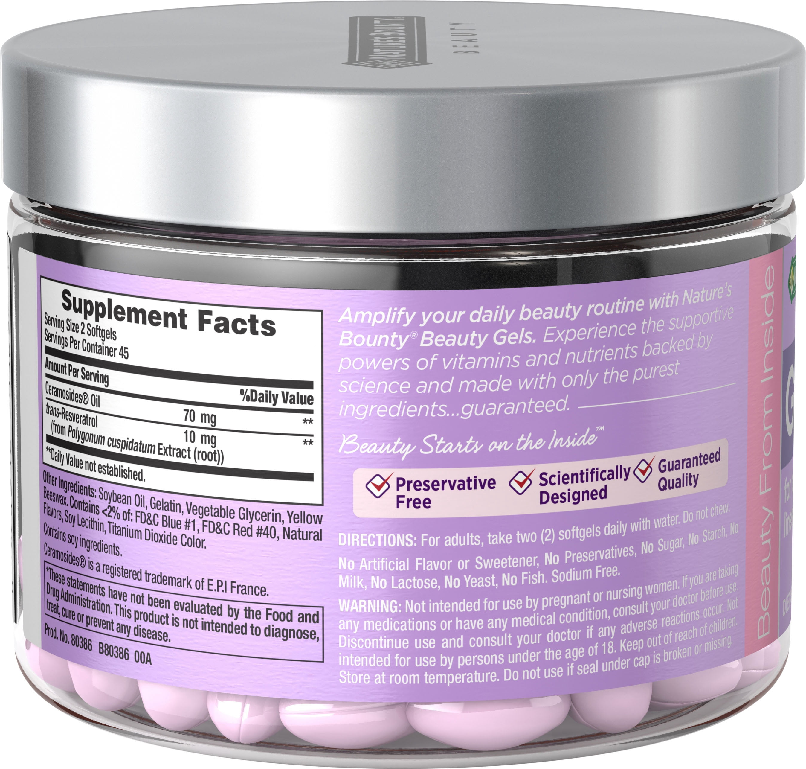 Nature's Bounty GlowOn Beauty Dietary Supplement, Softgels, 90 Ct