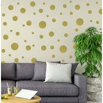 Gold Polka Dots Wall Decals Stickers Vinyl Circle Kids Room Decor Includes 63 Dots1"-6.5"