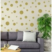 Gold Polka Dots Wall Decals Stickers Vinyl Circle Kids Room Decor Includes 63 Dots1"-6.5"