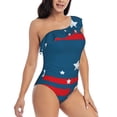 thumbnail image 3 of Gukieu Astronaut Runs Forward Print One-shoulder Ruffled One-piece Swimsuit with Removable Chest Pads and Tummy-control Swimsuit for Women-Medium, 3 of 6