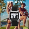 thumbnail image 3 of SKMEI Mens Digital Watch Sports Waterproof Outdoor LED Screen Large Face Wrist Watches for Men with Back Light Alarm Date Stopwatch, 3 of 9
