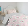 thumbnail image 4 of Ambesonne Shabby Flora Quilted Bedspread Set 2 Pcs, Retro Floral Cabin, Twin Size, Pale Pink Seafoam White, 4 of 6