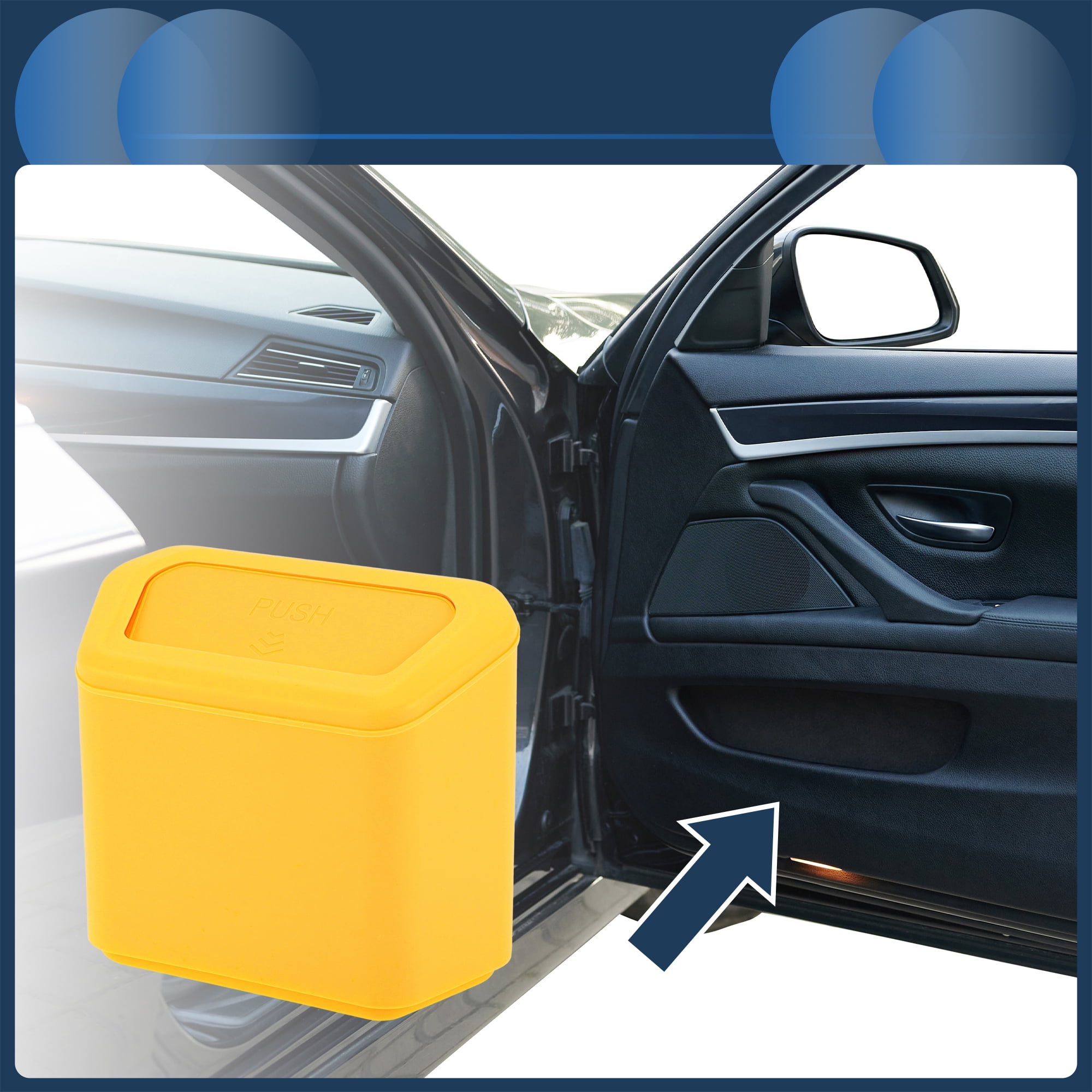 Unique Bargains Car Trash Can Door 6.3x2.8x5.5in Auto Bin Plastic Yellow