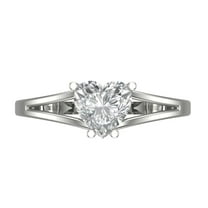 1 ct Heart Cut White Sapphire Solitaire 18K White Gold Womens Engagement Ring