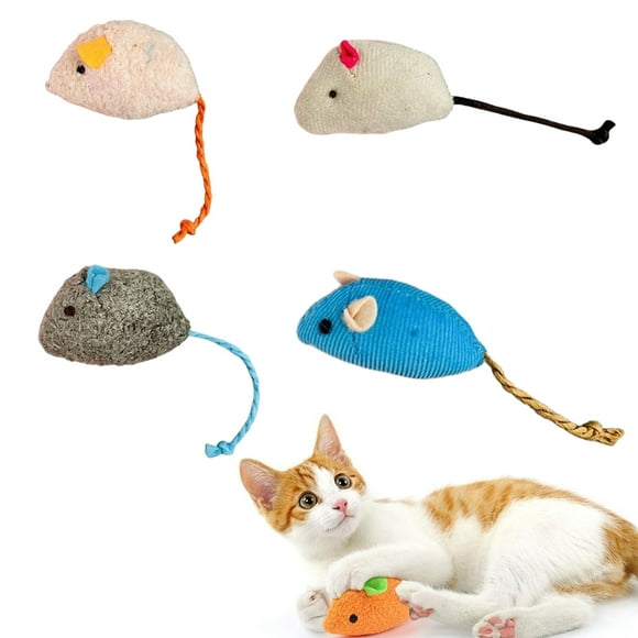 Cat Bite Toys -4 Cat Mouse plush cat toys Realistic cute kitten mouse stuffed cat bite toys