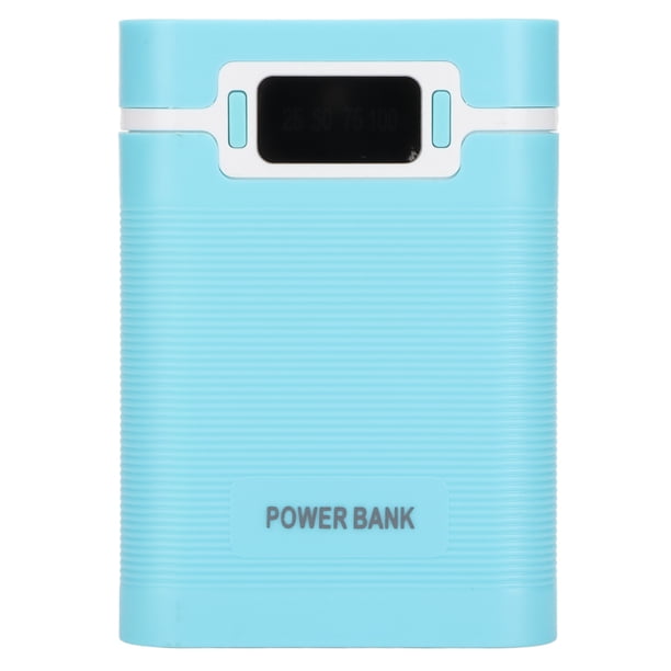 DIY Mobile 18650 Cargador de batería Power Bank 4 Baterías Caja de capacidad Micro entrada Carga bidireccional con pantalla LCD Azul