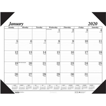 House of Doo HOD124 22 x 17 in. Recycled One-Color Refillable Monthly Desk Pad Calendar, 12 Month