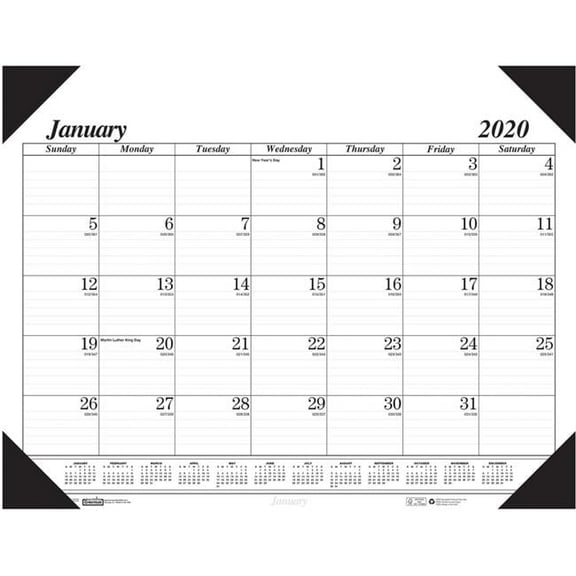 House of Doo HOD124 22 x 17 in. Recycled One-Color Refillable Monthly Desk Pad Calendar, 12 Month