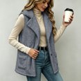 thumbnail image 4 of LUVDA Fleece Lapel Vest for Women - Button Up Sleeveless Warm Jacket with Pockets for Casual Outdoor Fall Winter Layering, 4 of 7