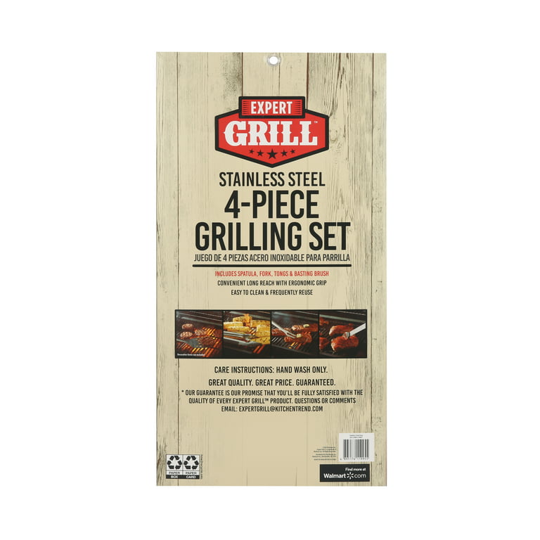 Expert Grill Stainless Steel 4-piece BBQ Tool Set with Soft Grip Handles 
