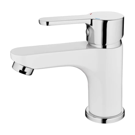 Robinet de Lavabo Contemporain, Robinet de Salle de Bain en Laiton Peint, Poignée Unique, Trou Chaud et Froid, Deck A9067, Facile à Installer