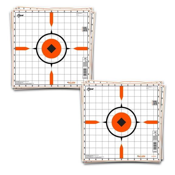 EZ Aim® Rigid Paper Shooting Targets, Sight-In Grid, 10-Targets Per Pack, Orange/White, 2 Pack