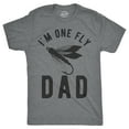 thumbnail image 1 of Mens Im One Fly Dad T Shirt Funny Fishing Fathers Day Tee for Guys (Dark Heather Grey) - L, 1 of 2