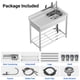 thumbnail image 4 of Yeshouse Fregadero independiente de acero inoxidable de un solo seno con escurridor, grifo y tubería de agua fría y caliente, ideal para cocinas comerciales, garajes, restaurantes y lavanderías, 4 of 7