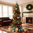 thumbnail image 1 of Bingirl Sleek & Pre-Lit: 7ft6in Artificial Slim Christmas Tree - Hinged Structure for Easy Assembly, Metal Stand Included, Ideal for Home, Shops & Holiday Decorations, 1 of 7
