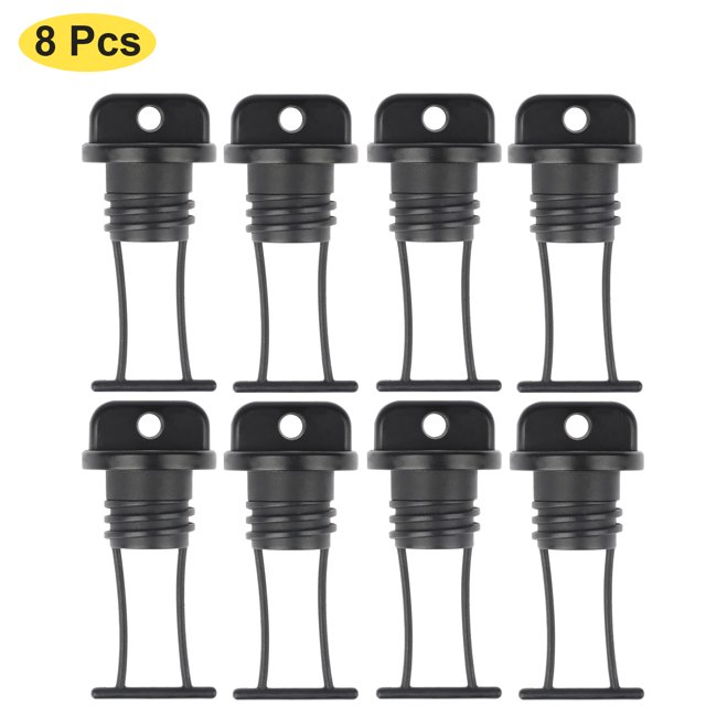 8pcs Universal Thread Hull Drain Plug, EEEkit Kayak Drain Plugs, Black Plastic Thread Drain