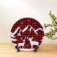 thumbnail image 6 of Balery Christmas Buffalo Plaid Print Bone China Decorative Plate Ceramic Dinner Plates Art Crafts with Display Stand-6in, 6 of 6