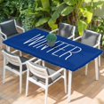 thumbnail image 2 of Winter Navy Blue Table Cloths for 4 Foot Rectangle Tables, Christmas Xmas Modern Minimalist Words Art Patio Waterproof Elastic Fitted Tablecloths, Washable Rectangular Table Cover for Camping, 2 of 8